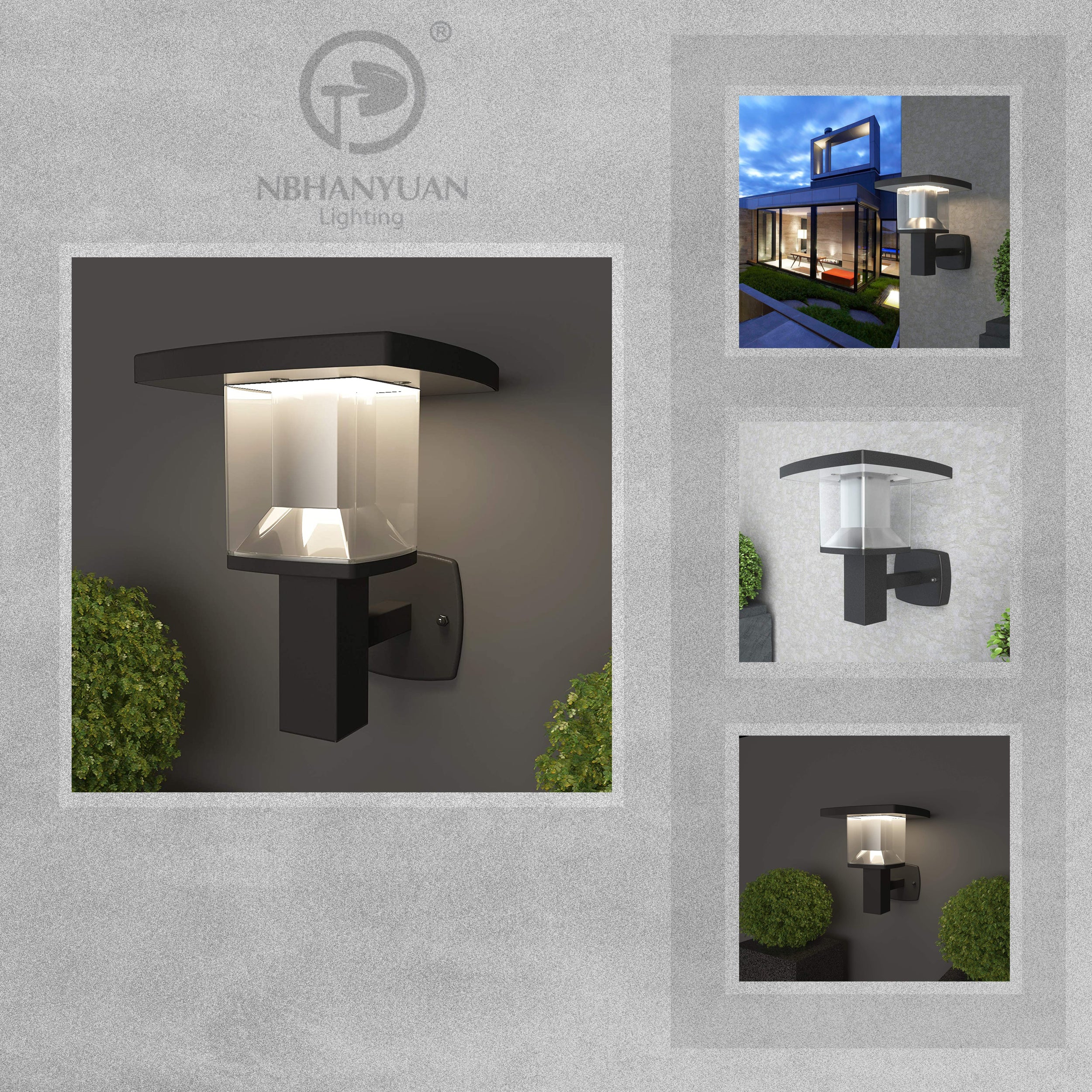 NBHANYUAN Lighting Munich Outdoor LED Wall Light - Black