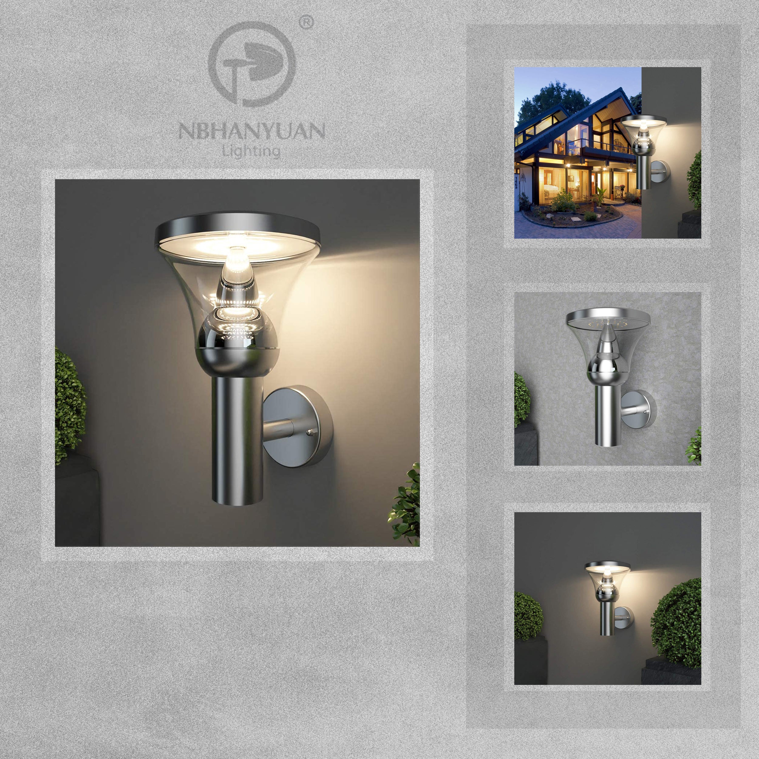 NBHANYUAN Lighting Nina Outdoor LED Wall Light - Brushed Stainless Steel