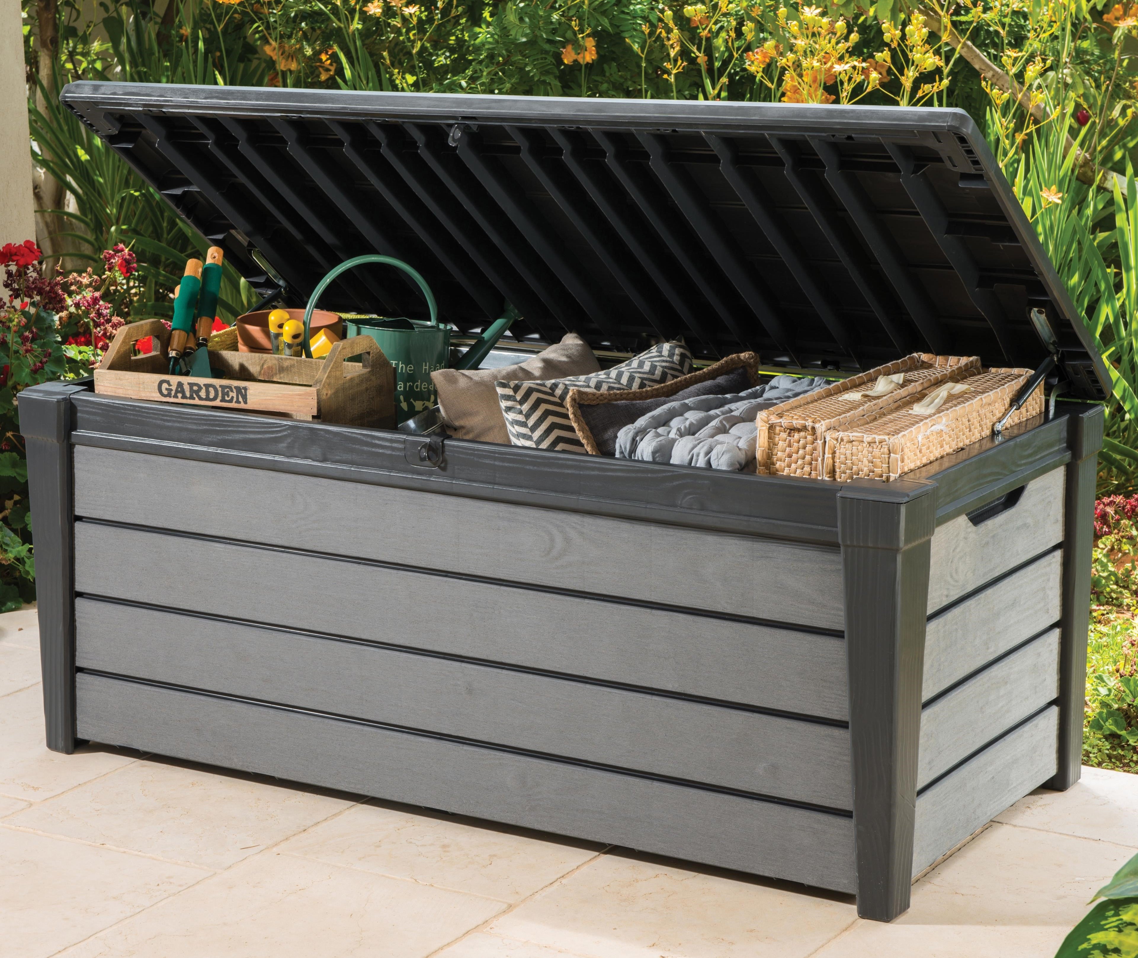 Keter Brushwood Garden Deck Storage Box 455 Litres - Grey