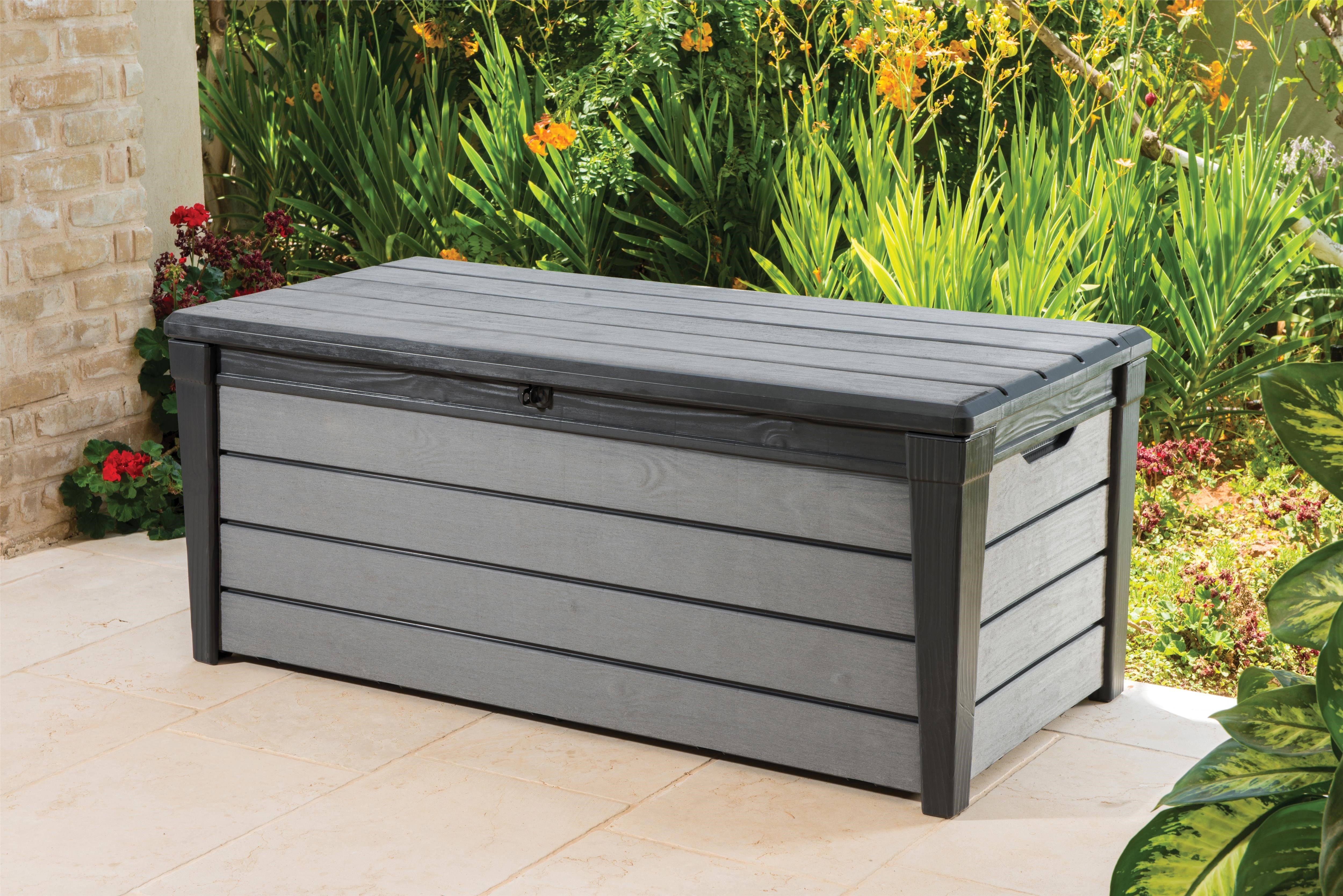 Keter Brushwood Garden Deck Storage Box 455 Litres - Grey