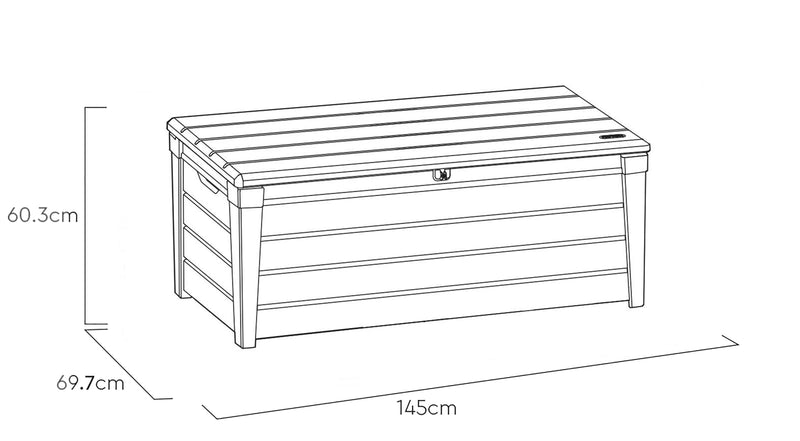 Keter Brushwood Garden Deck Storage Box 455 Litres - Grey