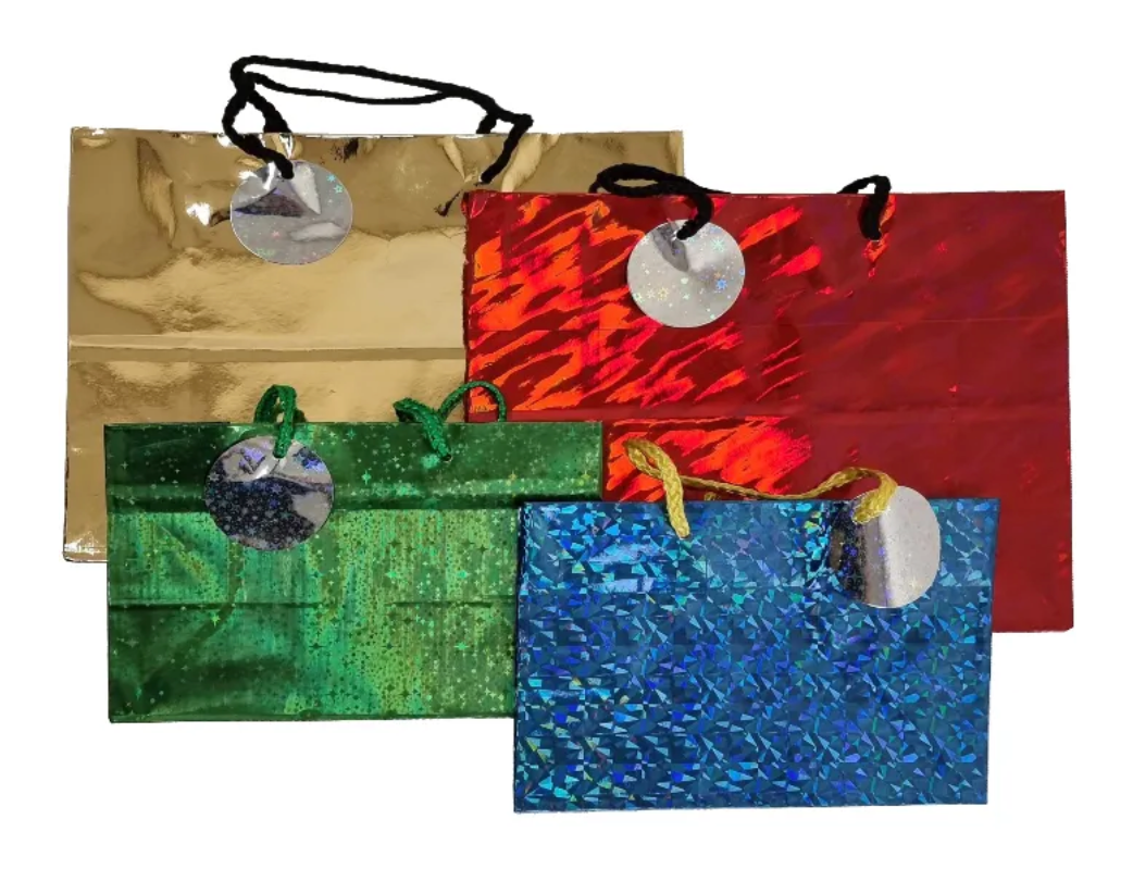 Holographic Gift Bags - 4 Pack of Assorted Colours