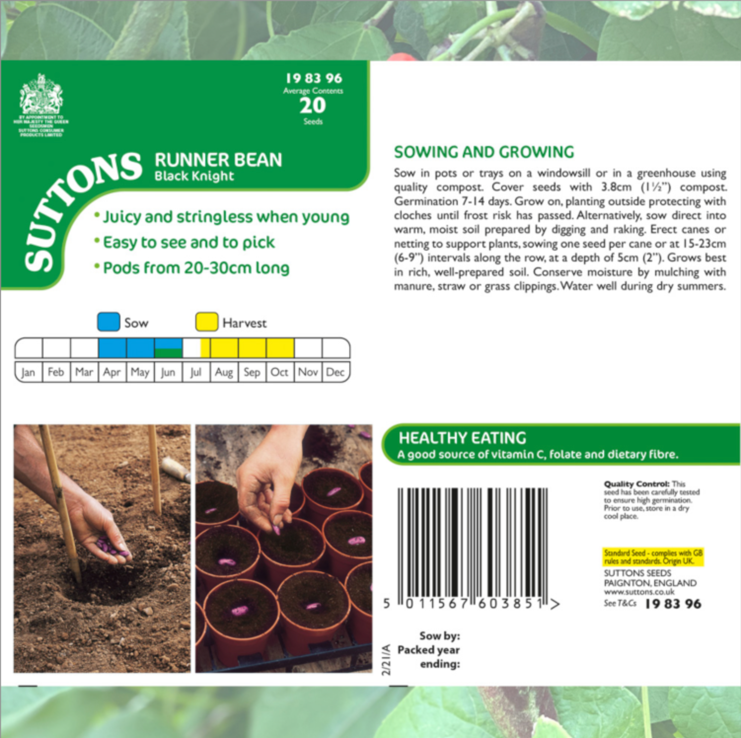 Suttons Runner Bean Seeds - 7 Varieties