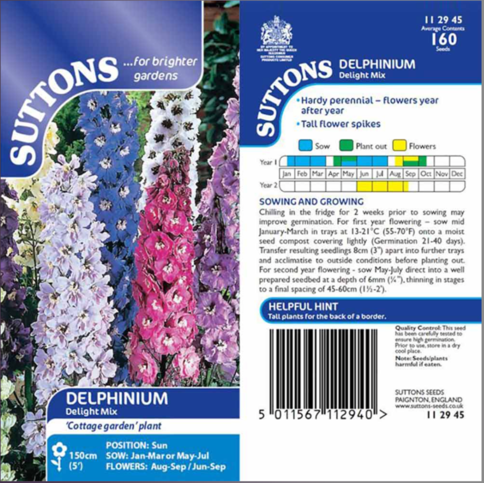 Suttons Flower Seeds - 7 varieties
