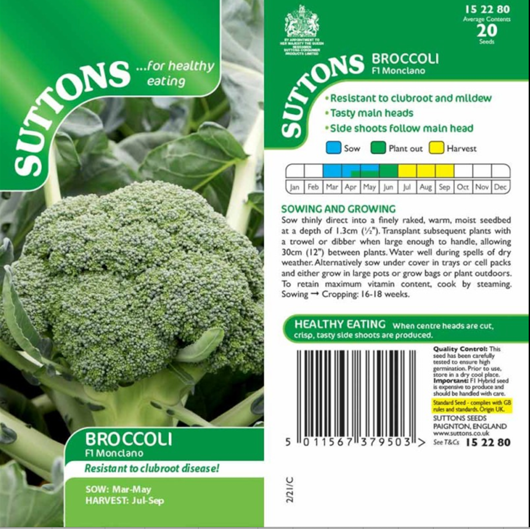 Suttons Broccoli Seeds - 3 Varieties