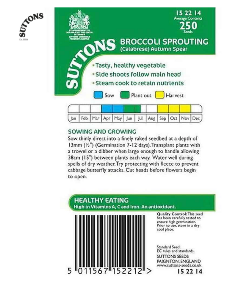 Suttons Broccoli Seeds - 3 Varieties