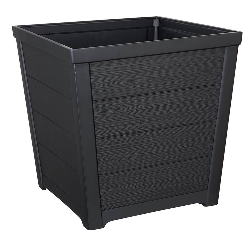 Pair of Keter Square Planters Anthracite 40cm