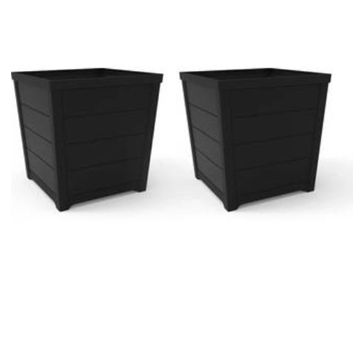 Pair of Keter Square Planters Anthracite 40cm