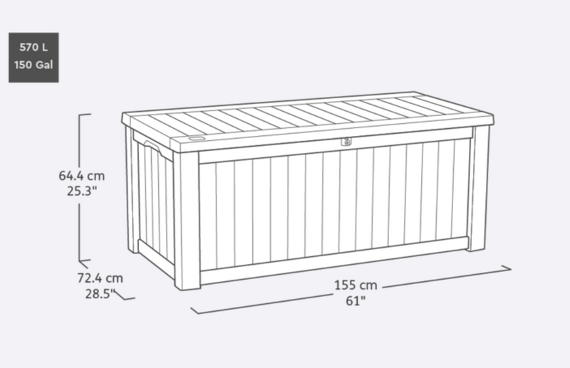 Keter Rockwood Storage Box 570 Litres - Graphite