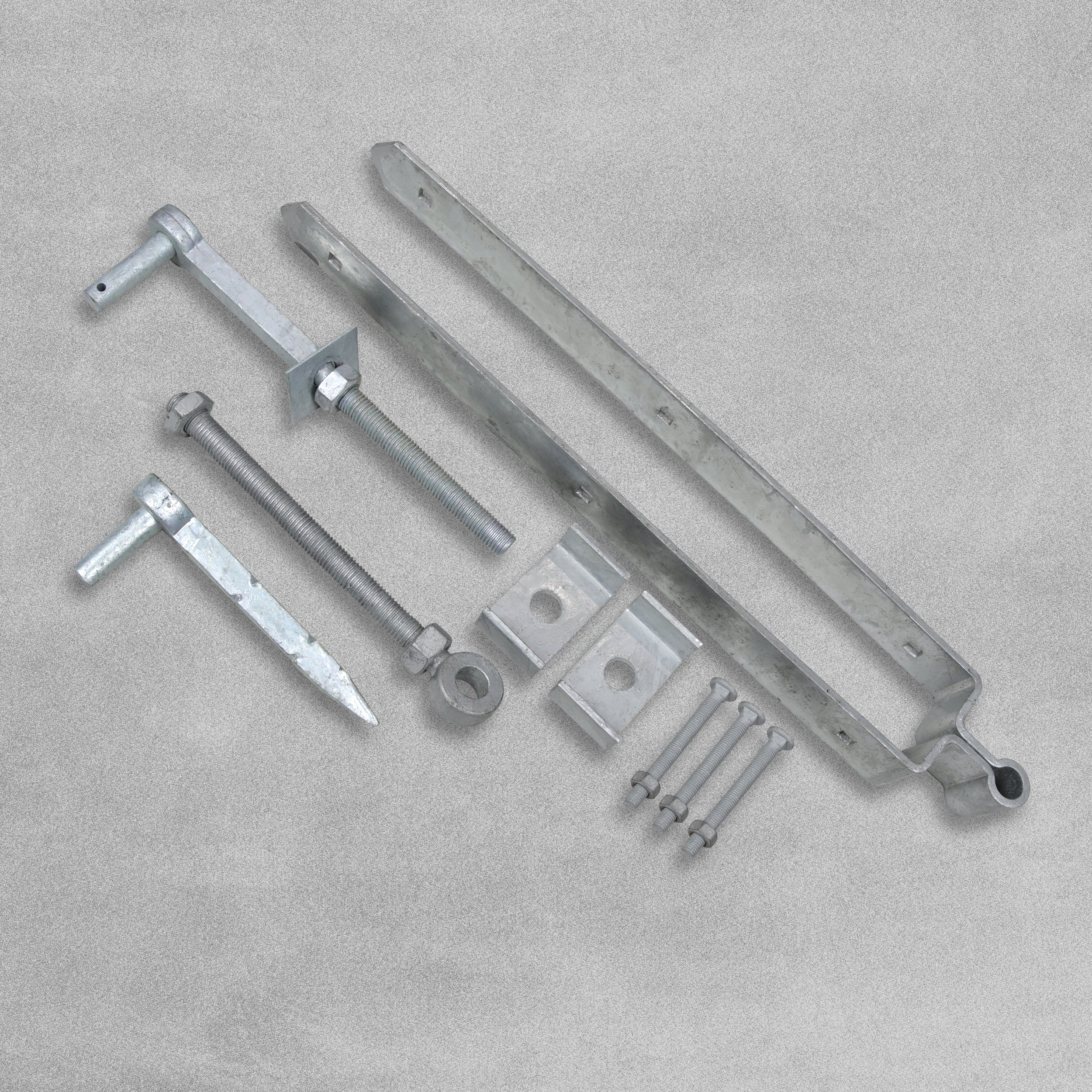 Adjustable Field Gate Hinge Set Galvanised Hanging With Bolts 600mm 24"