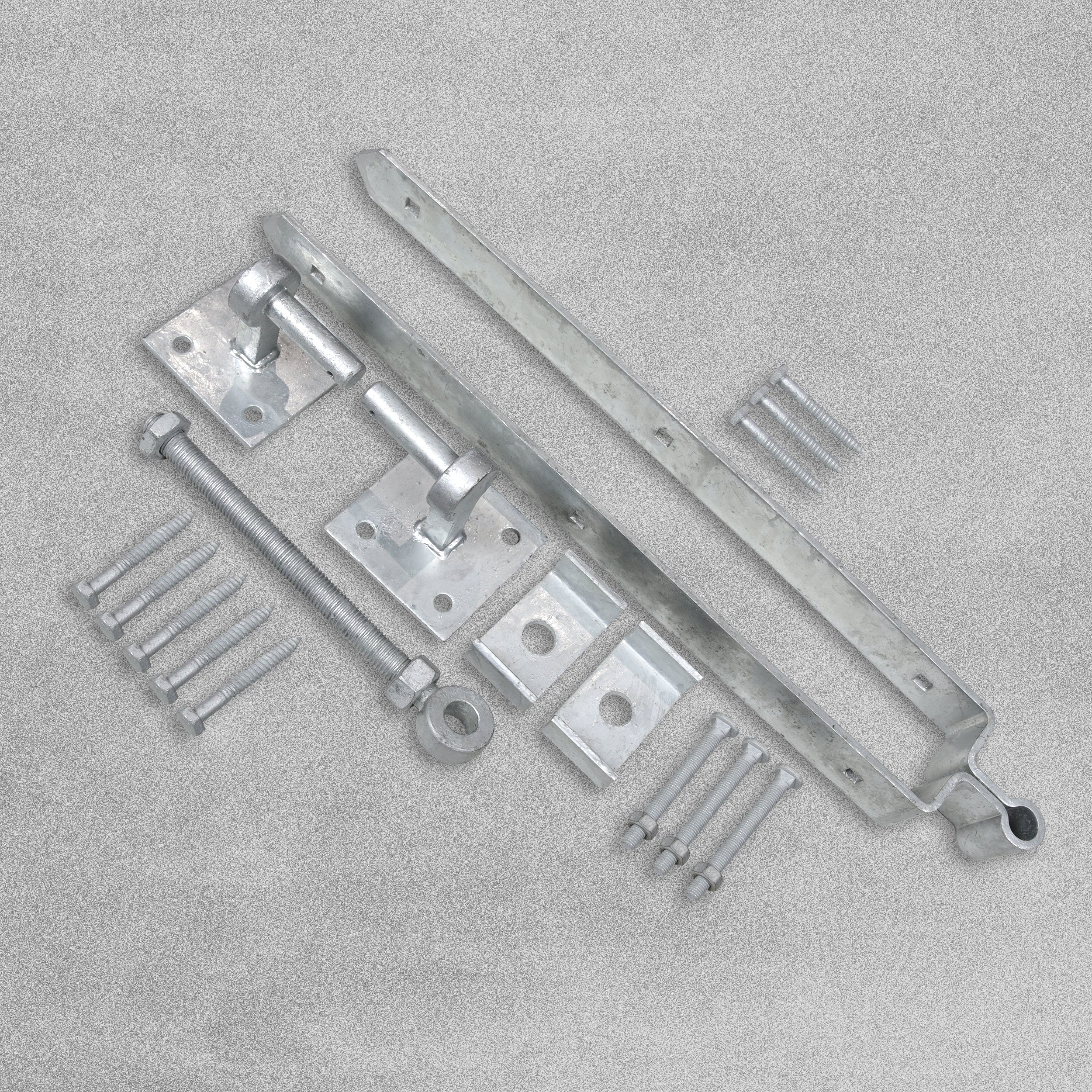 Adjustable Field Gate Hinge Set Galvanised Hanging With Bolts 600mm 24"