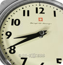 Bengt Ek Design Swiss Retro Art Deco Brushed & Polished Aluminium Vintage Wall Clock - Cream