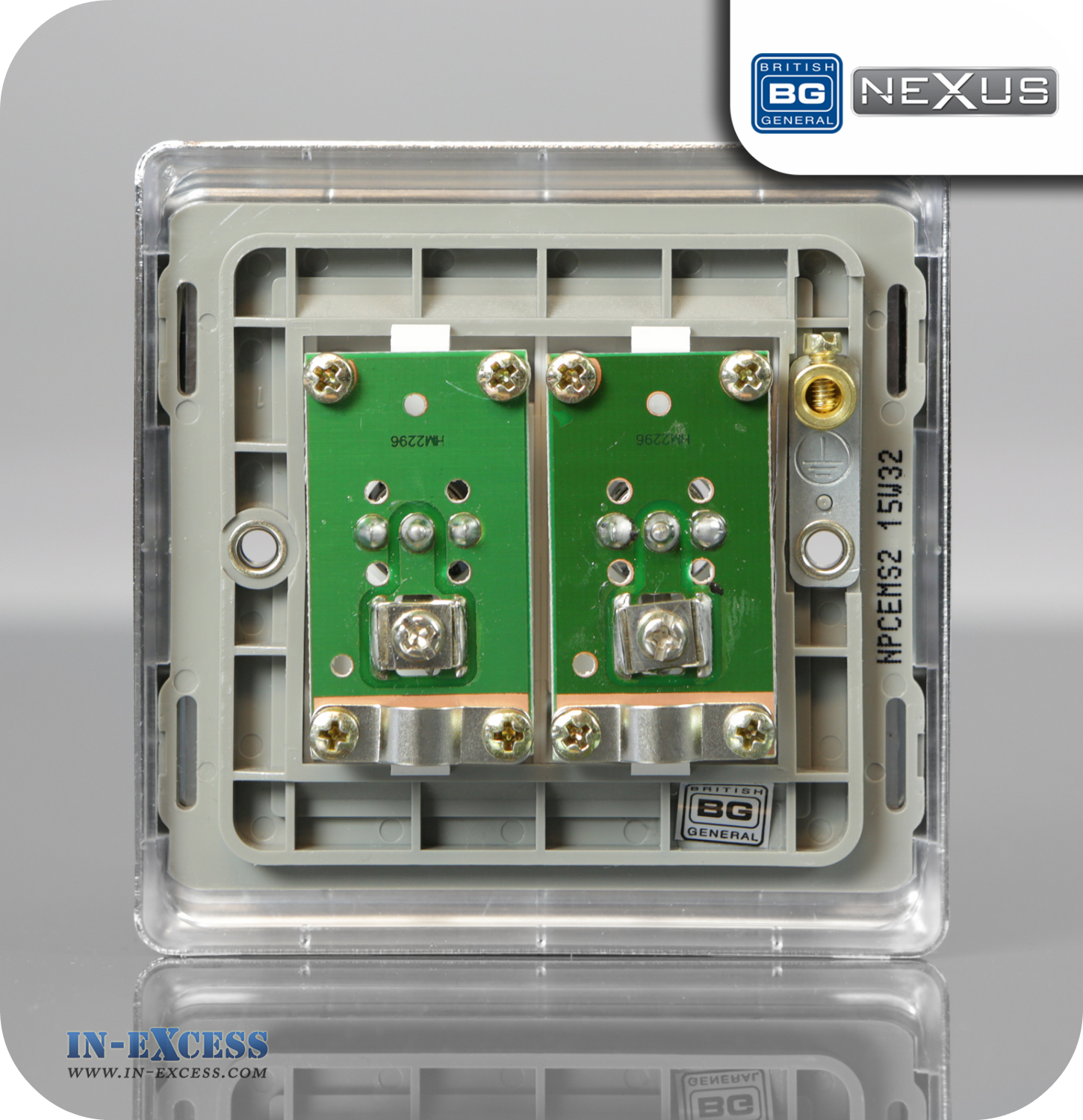 BG Nexus Metal Double TV Co-axial Socket Euro Modules - Polished Chrome
