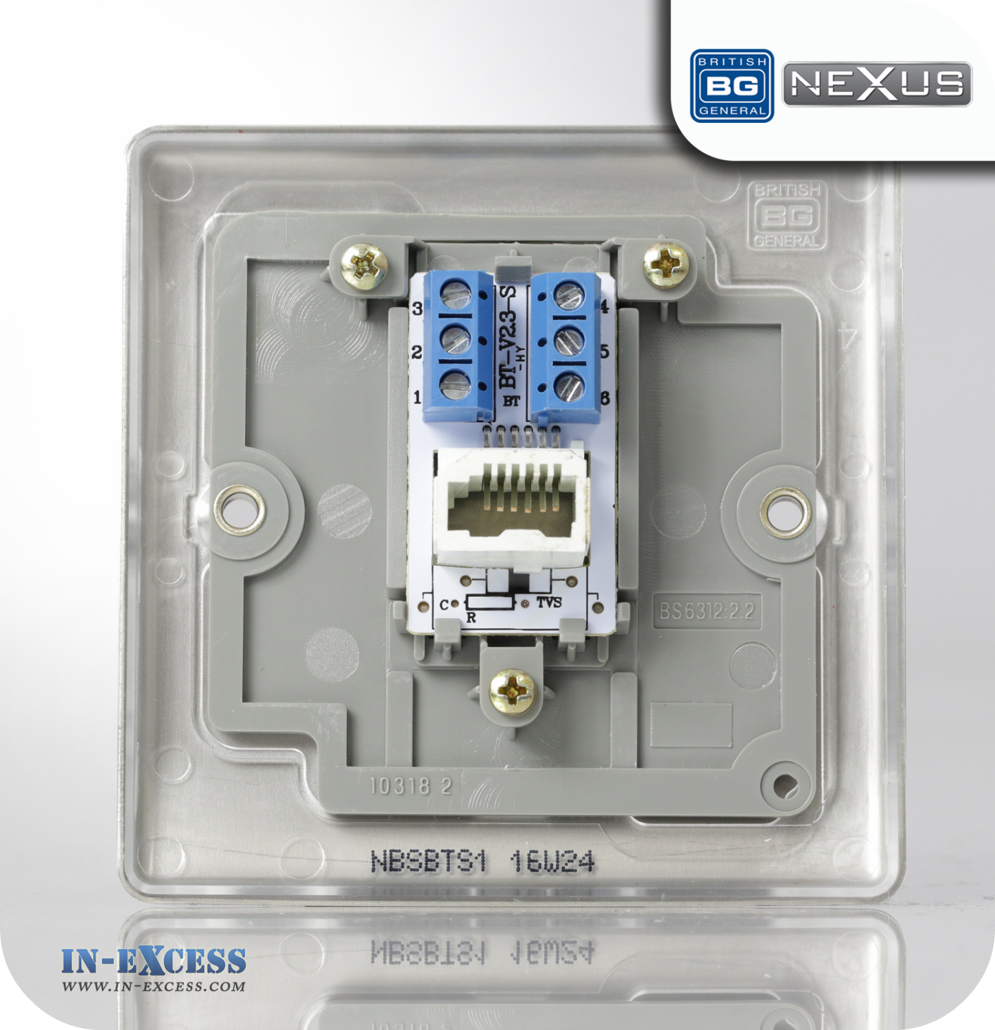 BG Nexus Metal Secondary Telephone Socket - Brushed Steel