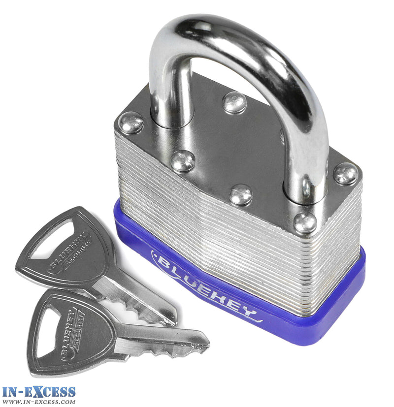 10x Bluekey Heavy Duty Laminated Steel Keyed Alike 50mm Padlocks HS-LS50-KA