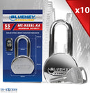 10x Bluekey Maximum Security Solid Steel Body Round Keyed Alike 55mm Padlocks MS-RS55L-KA