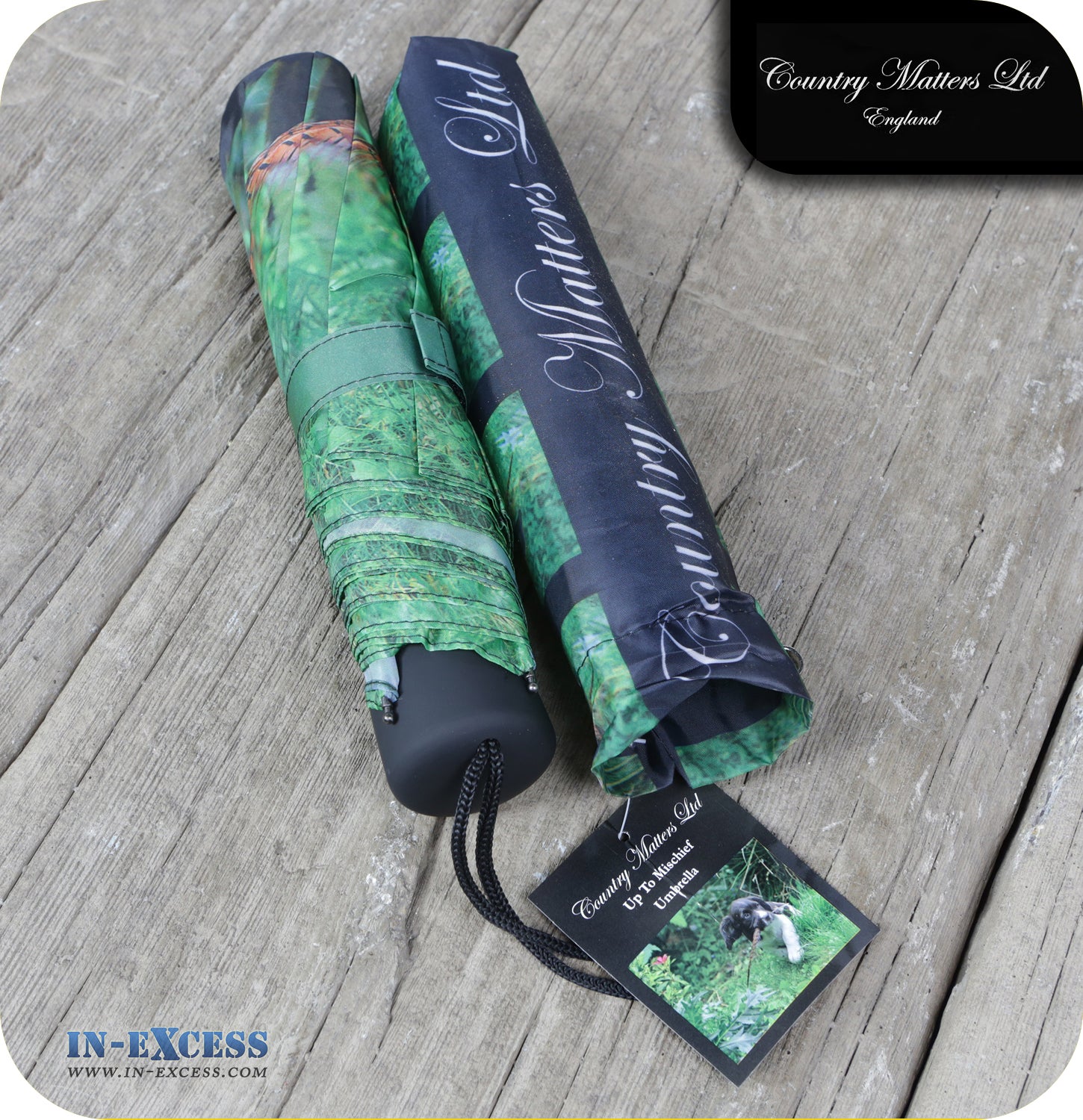 Country Matters Telescopic and Folding Umbrella - 'Up to Mischief'