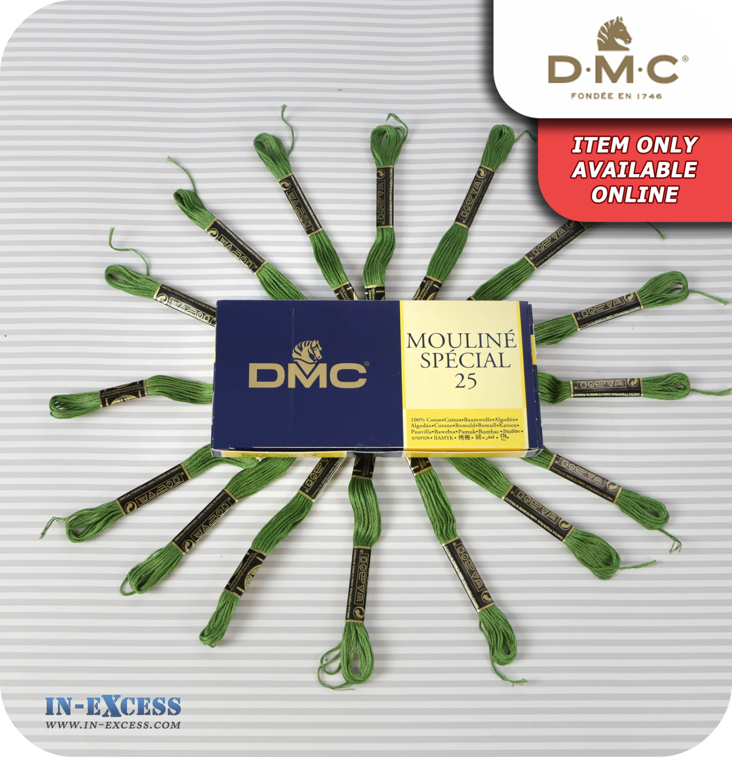 DMC Mouliné Special 25 Cotton Thread - Pack of 16 Skeins (3346 Hunter Green)