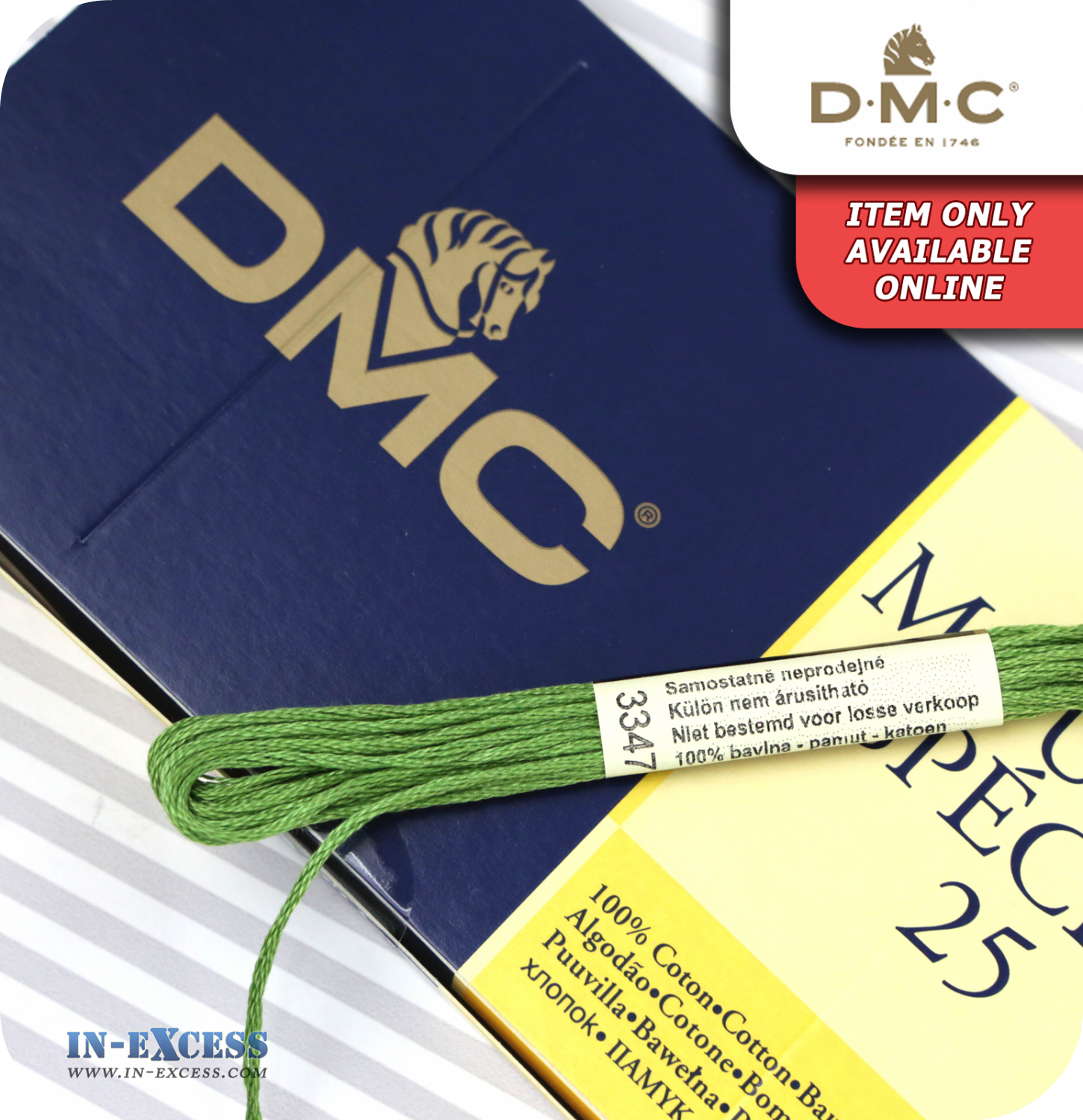 DMC Mouliné Special 25 Cotton Thread - Pack of 16 Skeins (3347 Yellow Green)
