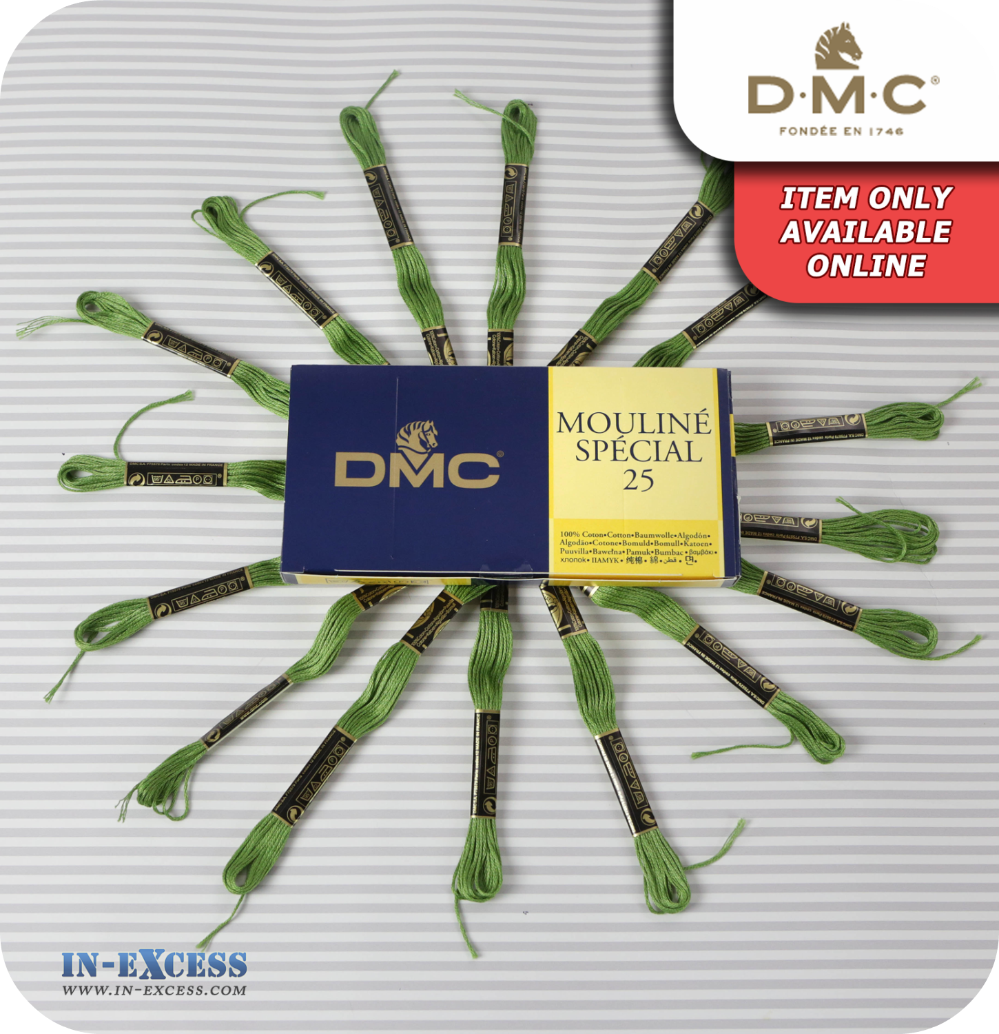 DMC Mouliné Special 25 Cotton Thread - Pack of 16 Skeins (3347 Yellow Green)