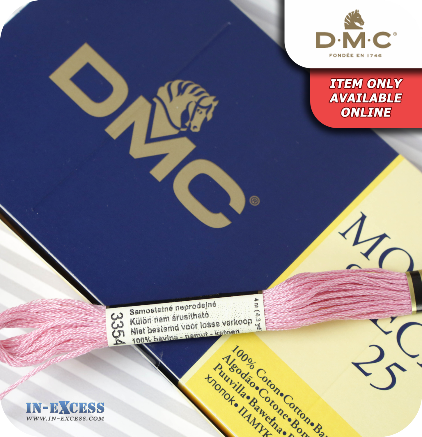 DMC Mouliné Special 25 Cotton Thread - Pack of 16 Skeins (3354 Dusty Rose)