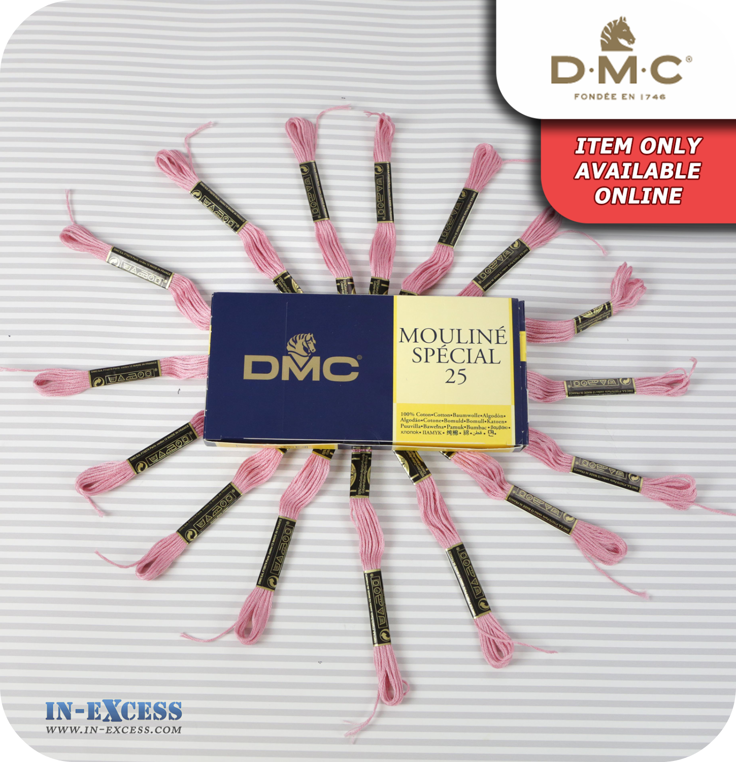 DMC Mouliné Special 25 Cotton Thread - Pack of 16 Skeins (3354 Dusty Rose)
