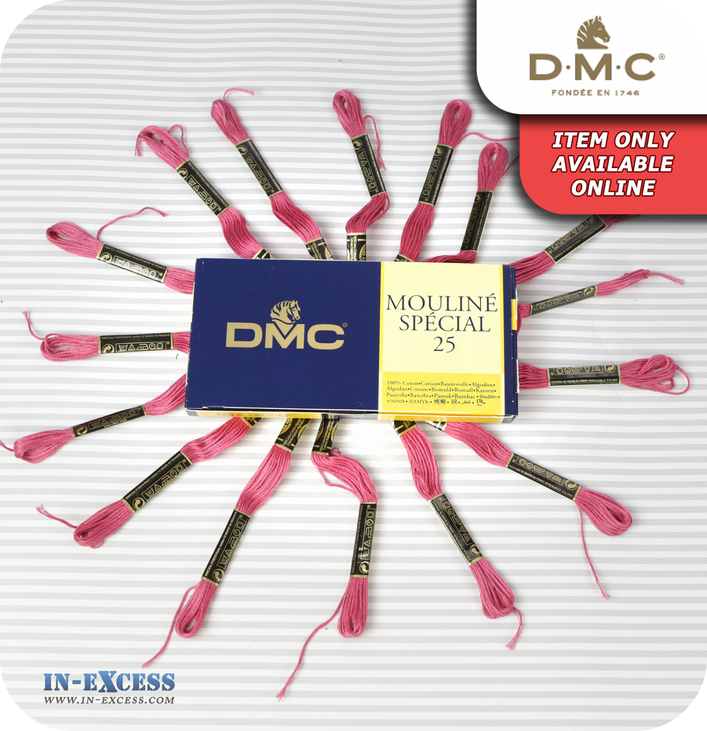 DMC Mouliné Special 25 Cotton Thread - Pack of 16 Skeins (3731 Dusty Rose)