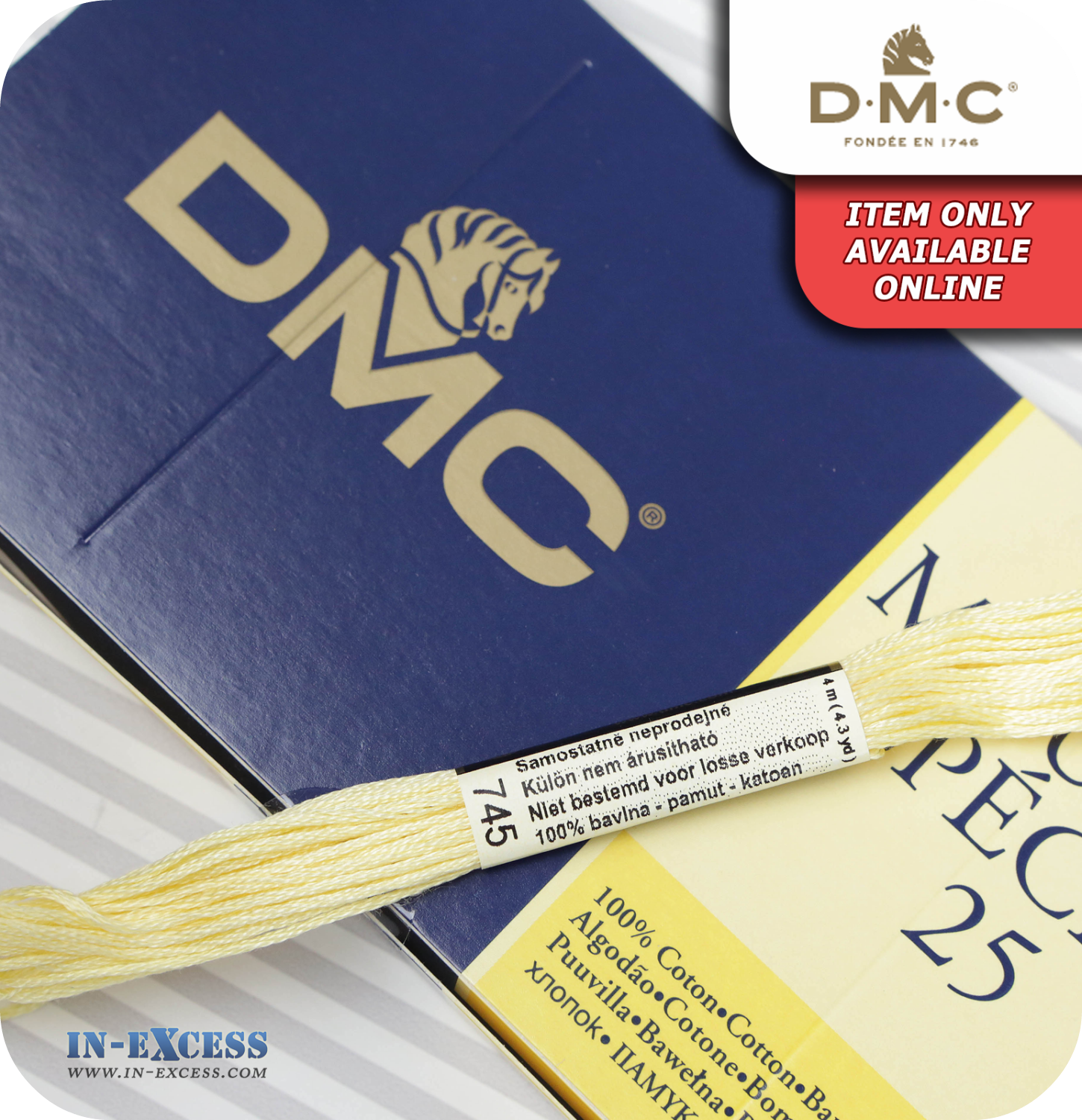DMC Mouliné Special 25 Cotton Thread - Pack of 16 Skeins (745 Pale Yellow)