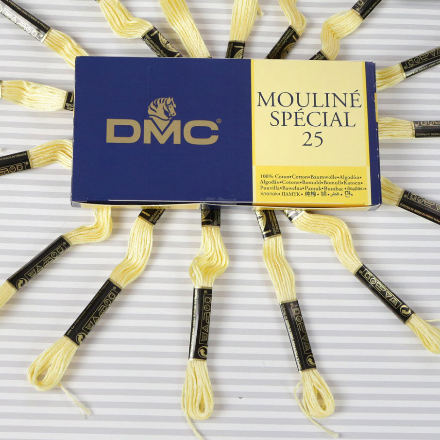 DMC Mouliné Special 25 Cotton Thread - Pack of 16 Skeins (745 Pale Yellow)