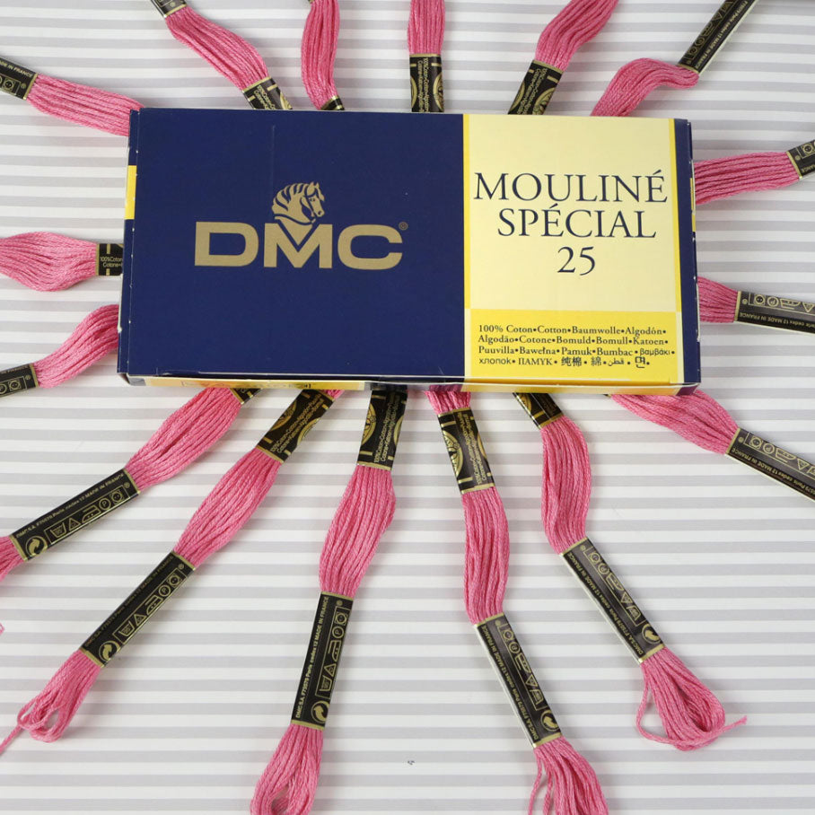 DMC Mouliné Special 25 Cotton Thread - Pack of 16 Skeins (899 Medium Rose)