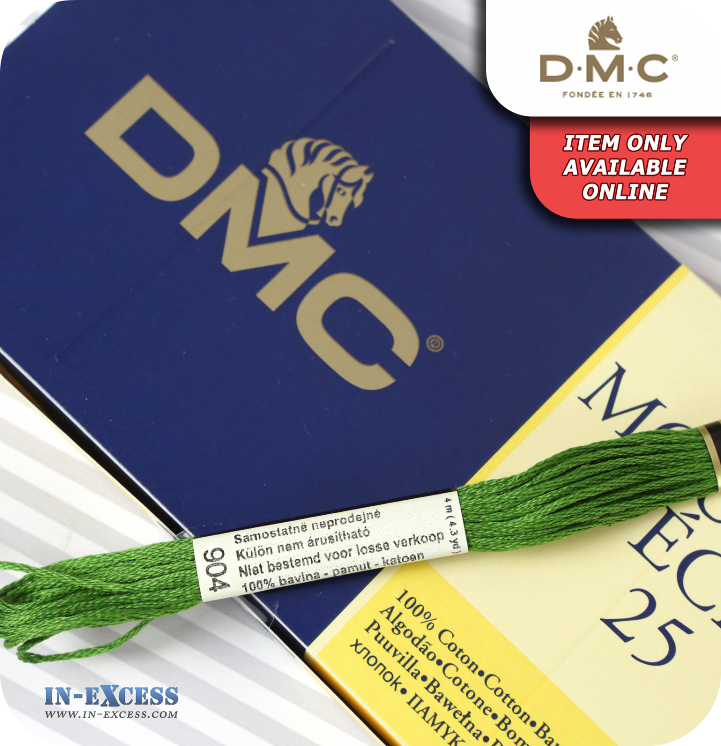 DMC Mouliné Special 25 Cotton Thread - Pack of 16 Skeins (904 Parrot Green)