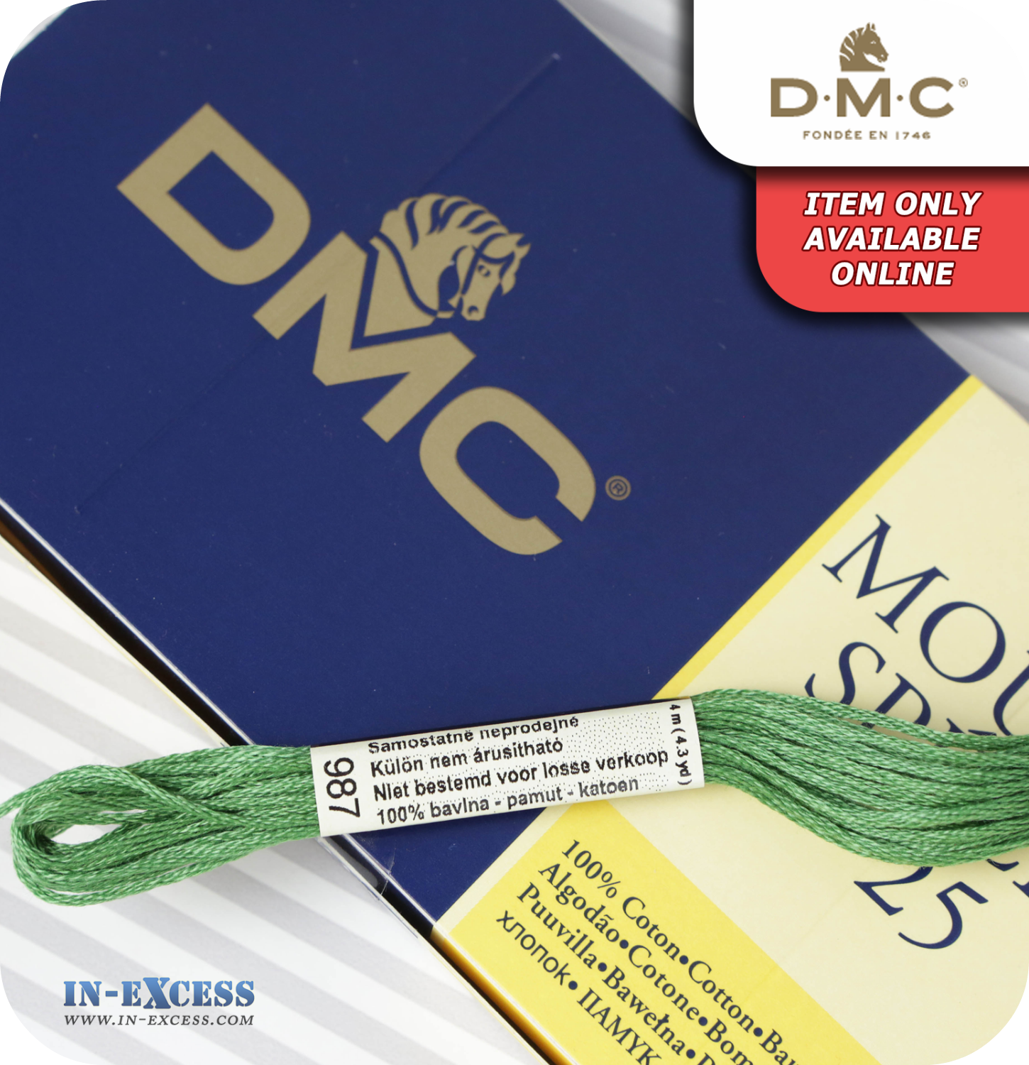 DMC Mouliné Special 25 Cotton Thread - Pack of 16 Skeins (987 Forest Green)