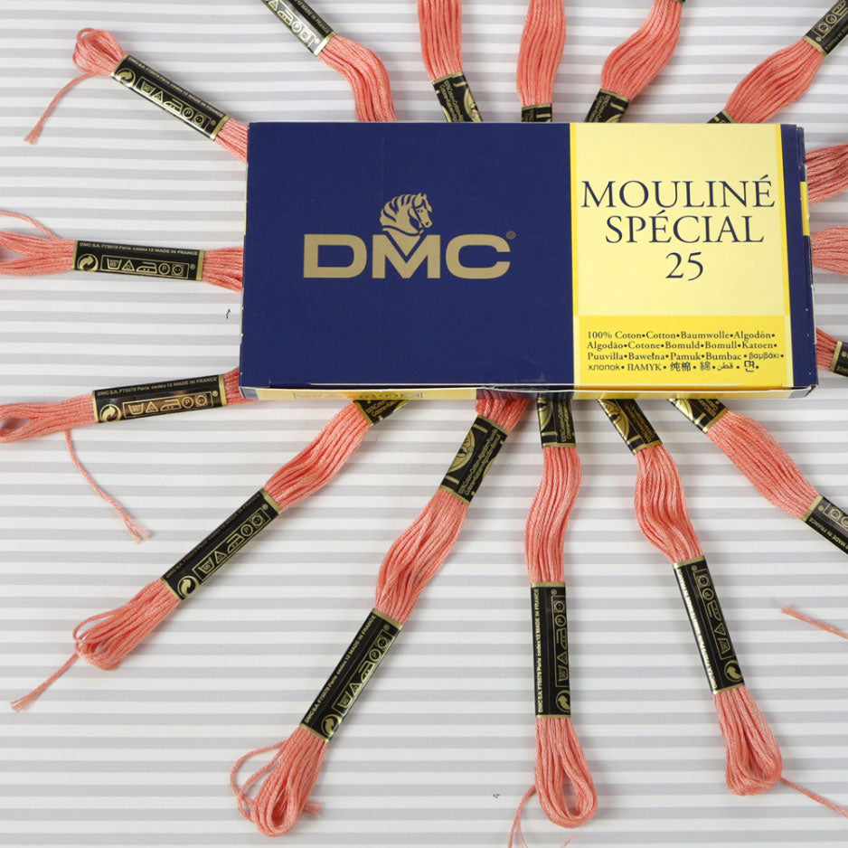 DMC Mouliné Special 25 Cotton Thread - Pack of 16 Skeins (352 Light Coral)