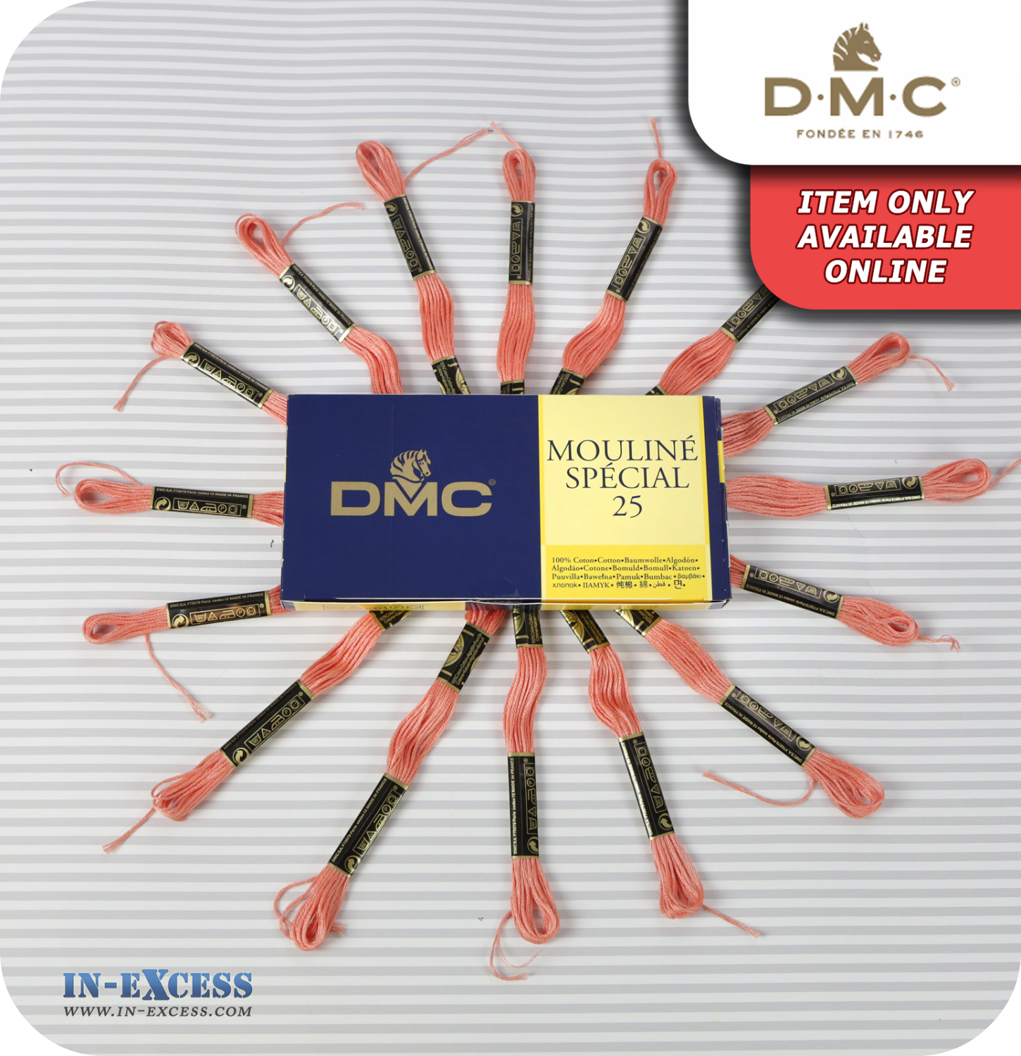 DMC Mouliné Special 25 Cotton Thread - Pack of 16 Skeins (352 Light Coral)