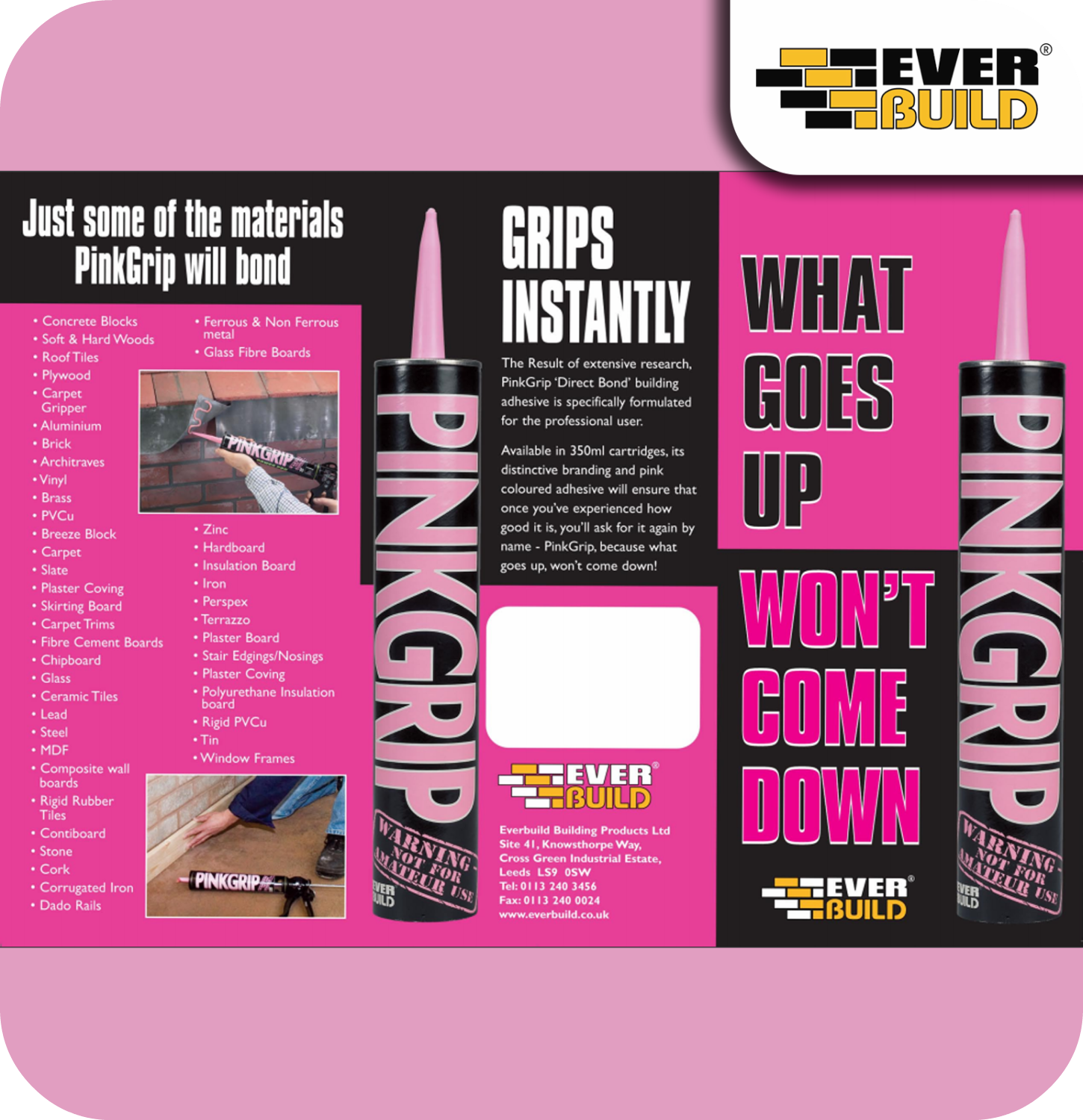 EverBuild Pink Grip Direct Contact Adhesive - 350ml