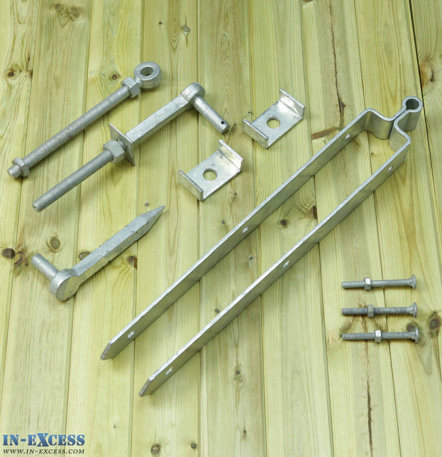 Adjustable Field Gate Hinge Set Galvanised Hanging With Bolts 600mm 24"