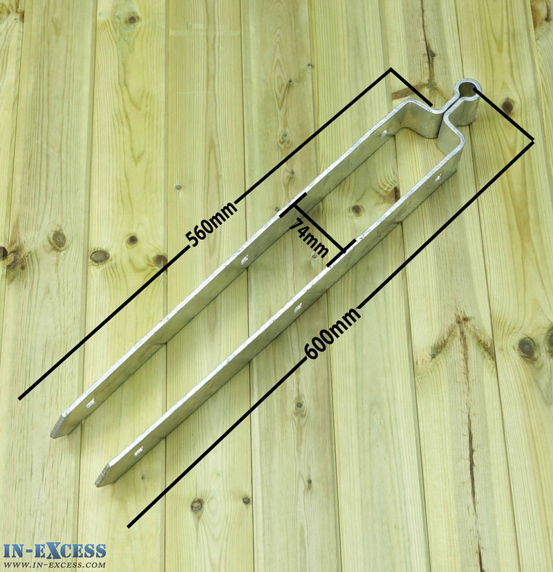 Double Strap Hinge Set Galvanised With Gate Hanger Bolt 600mm 24"