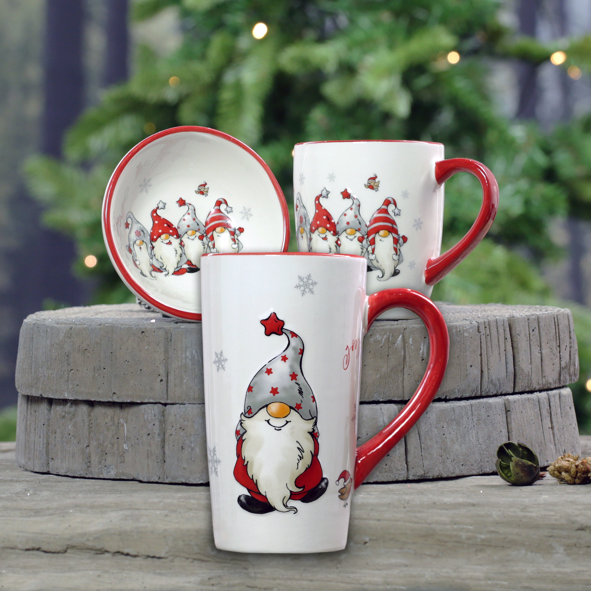 Christmas Gnome Mugs and Nibbles Bowl