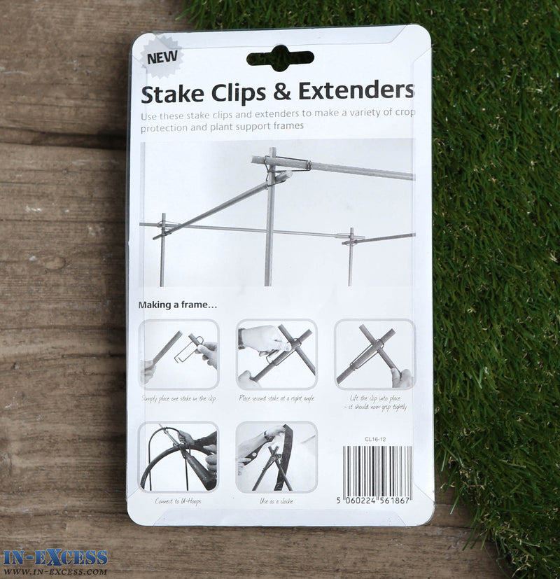 Green Tree Stake Clips & Extenders 16mm (12 clips & 4 extenders)