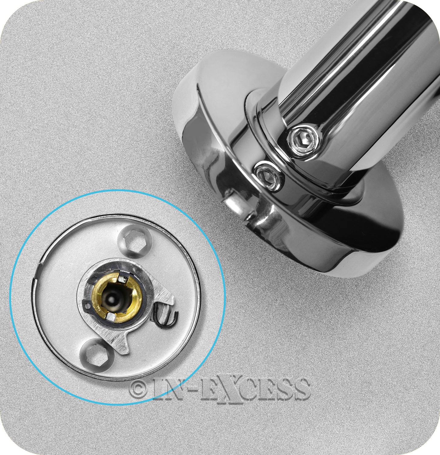 Hafele Hardware Bathroom Standard Keyway Profile Lever Handle & Rose Door Set - Polished Chrome Stainless Steel