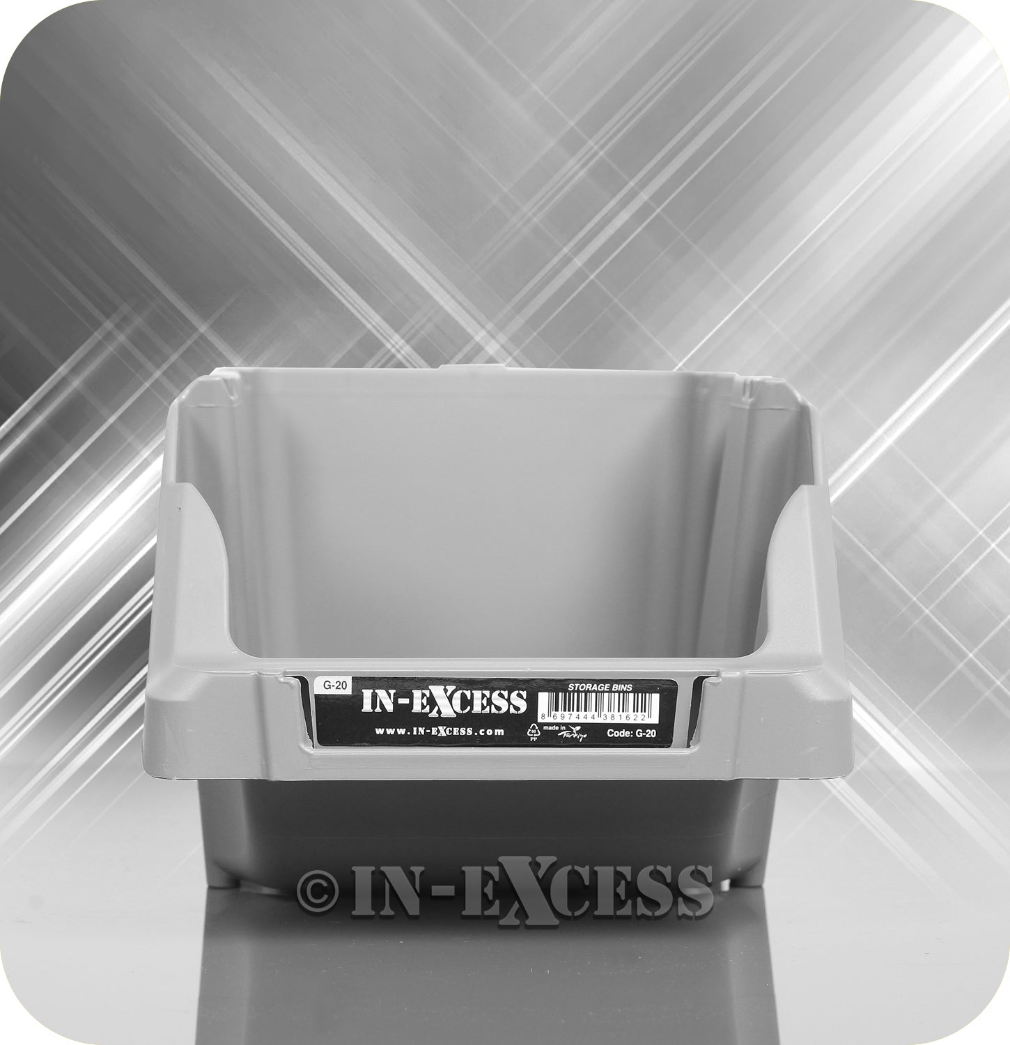 In-Excess Hardware Heavy Duty Multi-Purpose Small Stackable Storage Bin - Grey