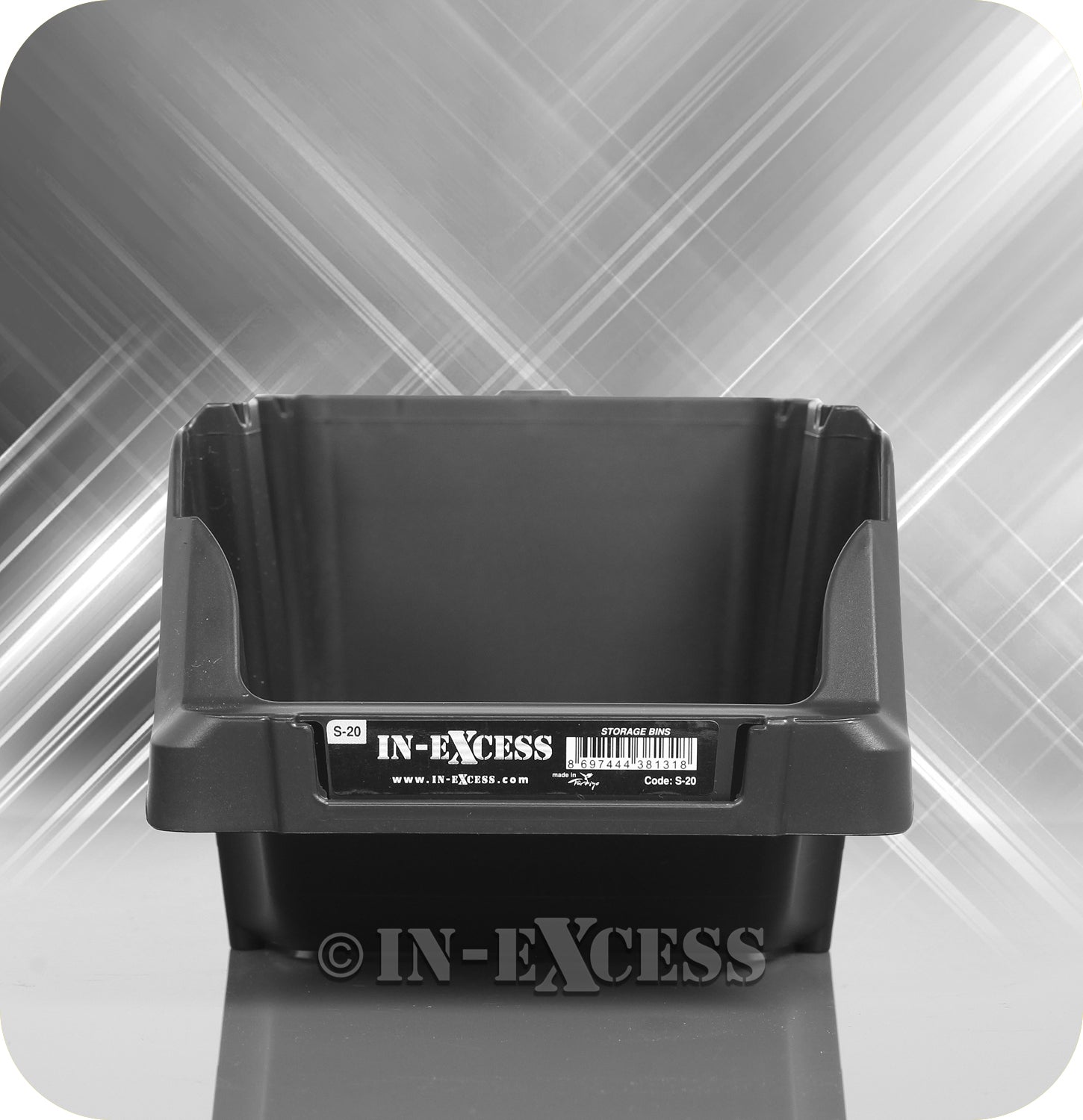 In-Excess Hardware Heavy Duty Multi-Purpose Small Stackable Storage Bin - Black