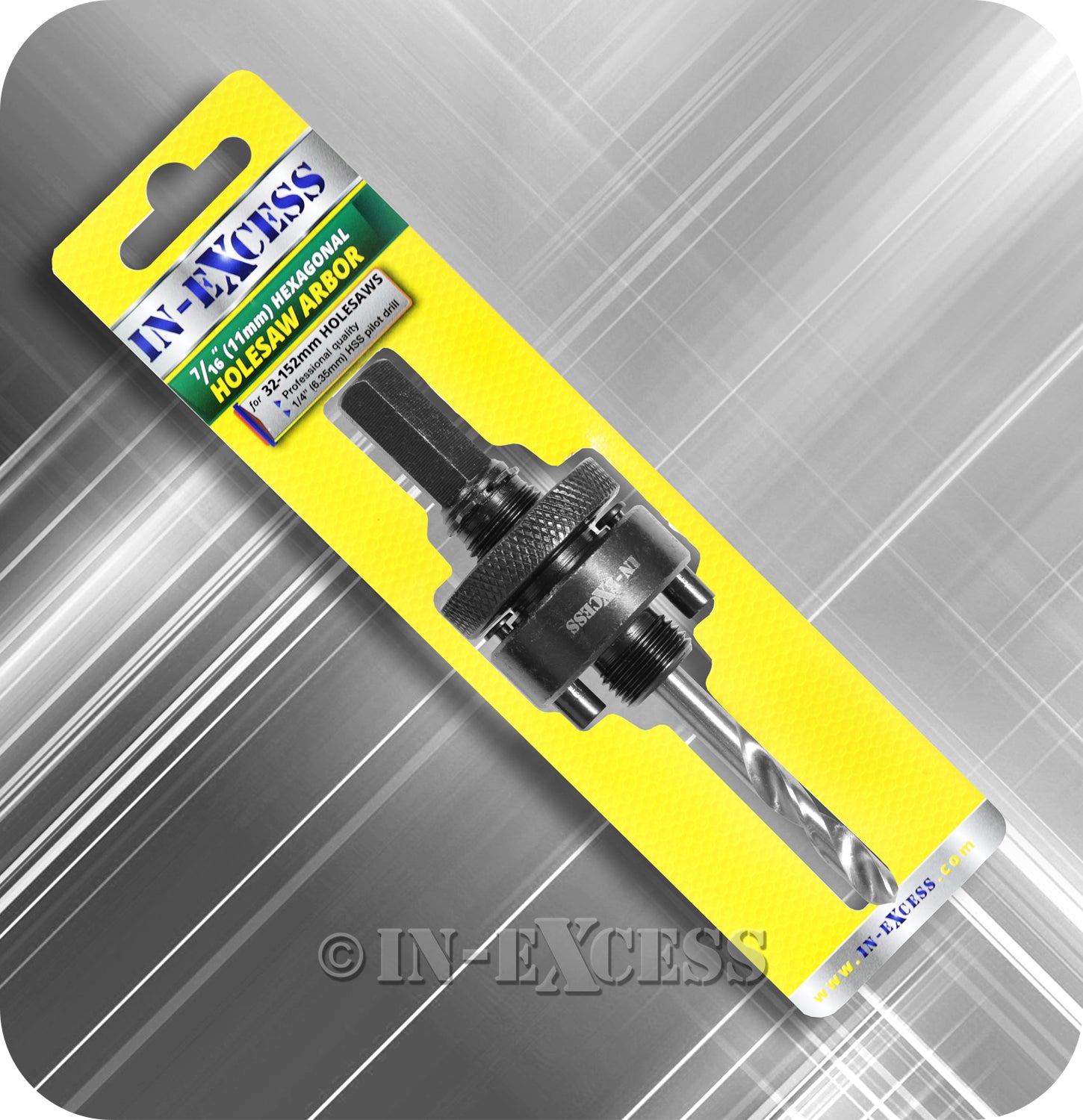 In-Excess Hexagonal Holesaw Arbor With HSS Pilot Drill Bitt - 11mm (7/16")