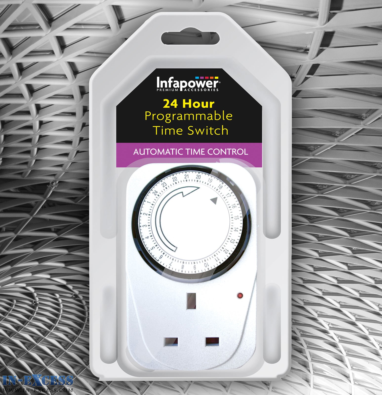 Infapower 24 Hour Programmable Timer Switch Control Power Socket x011