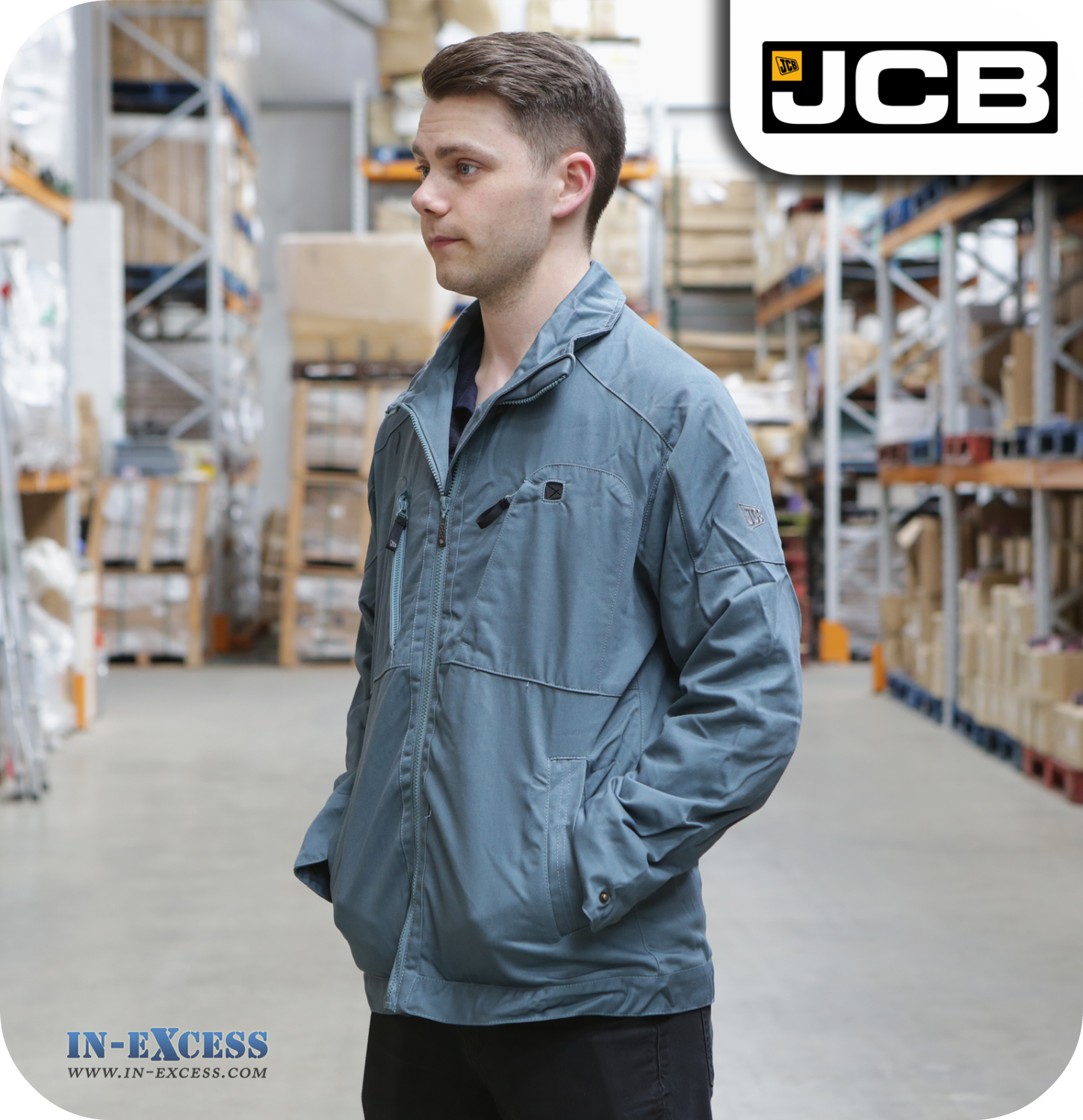 JCB Men's Drivers Jacket - Steel Blue (JA00009)