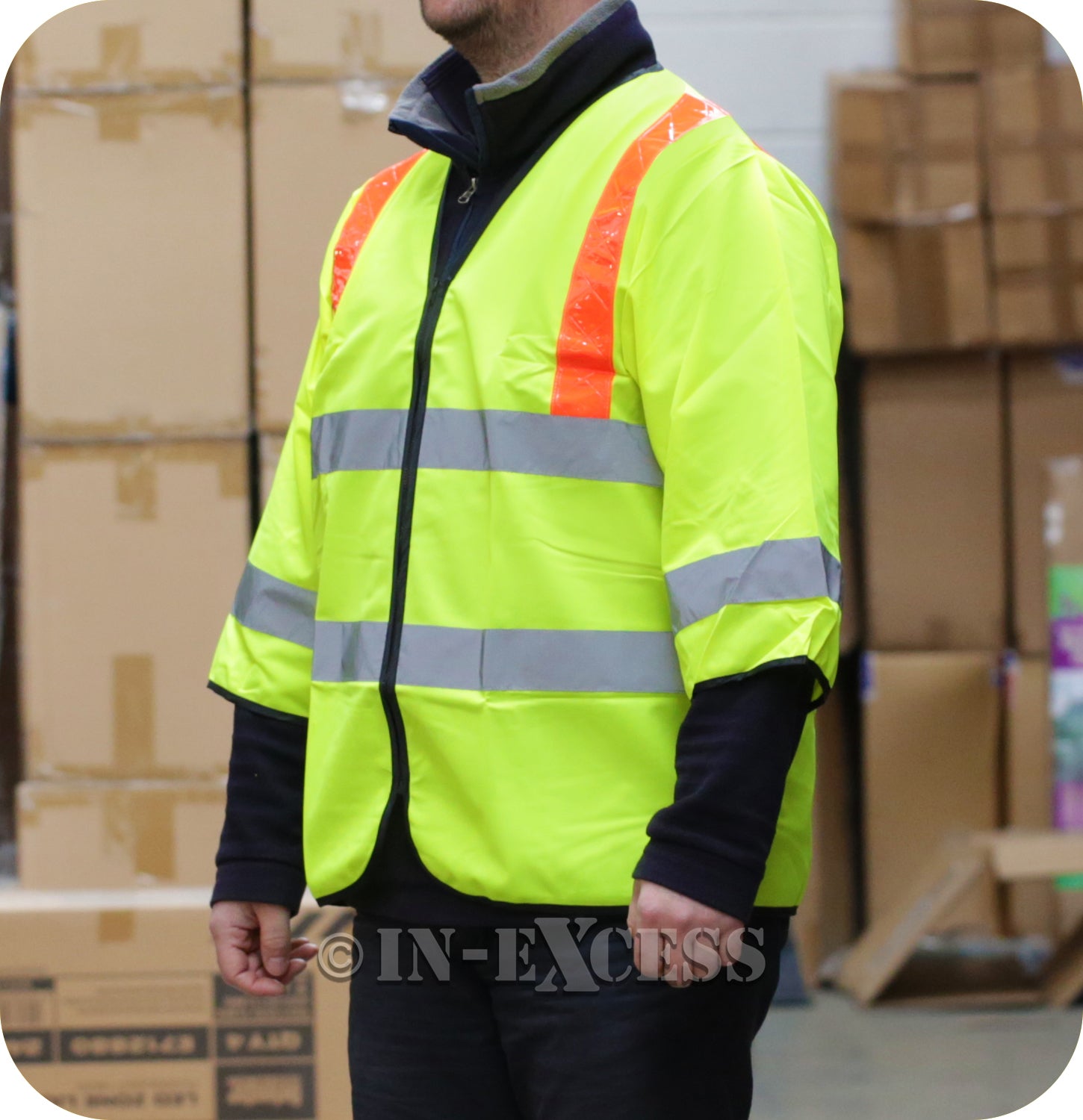 JSP Class 2 High Visibility Reflective Zipped Vest Waist Coat - Yellow With Red Braces