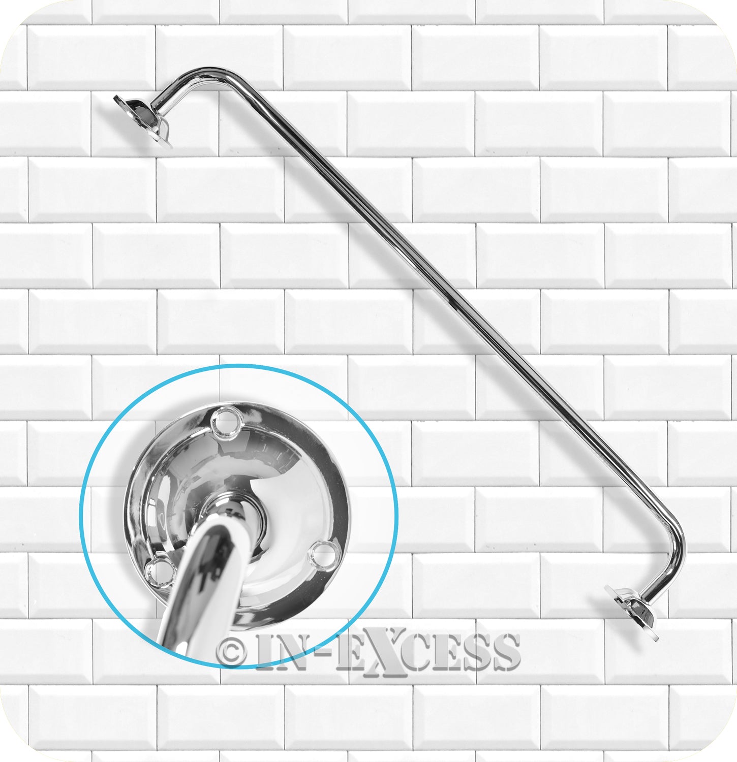 Metlex Carlton Bathroom Accessories Fixed End Towel Rail - Chrome Finish