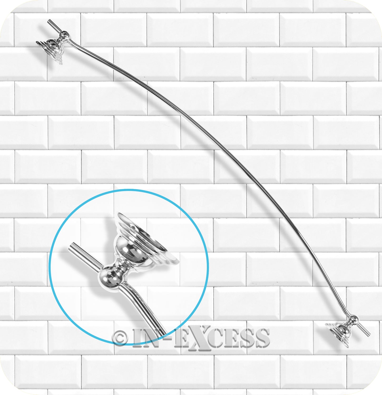 Metlex Eden Bathroom Accessories Fixed End Arched Towel Rail 24" - Chrome Finish