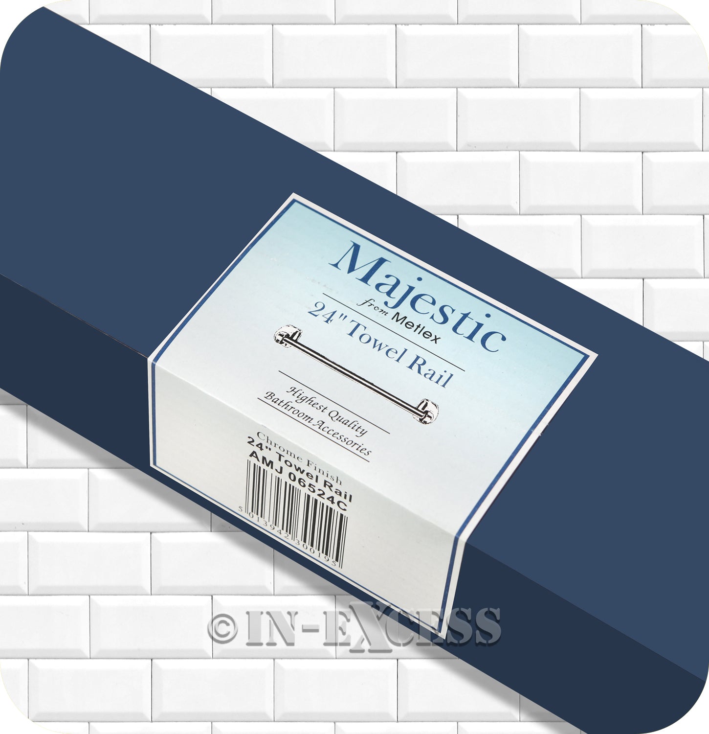 Metlex Majestic Bathroom Accessories Encase Ends Towel Rail - Chrome Finish