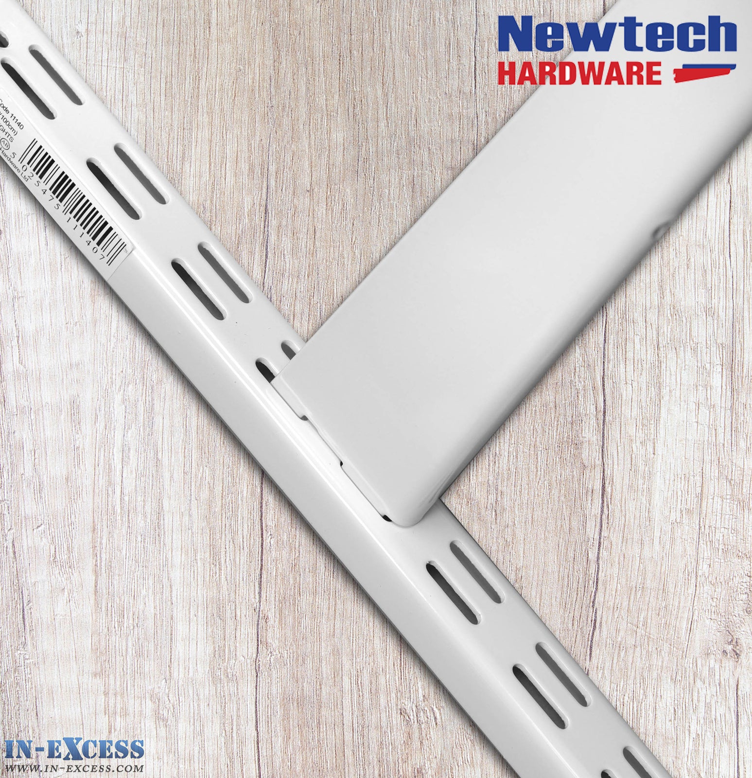Newtech Hardware Twin Slot White Shelving Upright 122cm